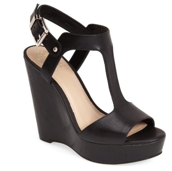 Vince Camuto Black Wedge Sandals - Picture 1 of 6